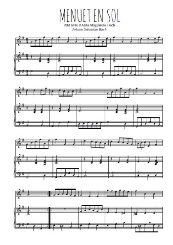 Téléchargez l'arrangement de la partition de banch-menuet-en-sol en PDF pour Mélodie et piano