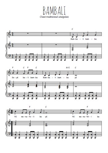 Téléchargez l'arrangement de la partition de Traditionnel-Bambali en PDF pour Chant et piano
