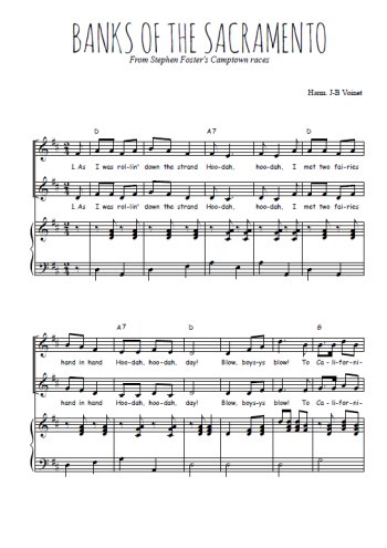Téléchargez l'arrangement de la partition de Banks of the Sacramento en PDF pour deux voix égales et piano