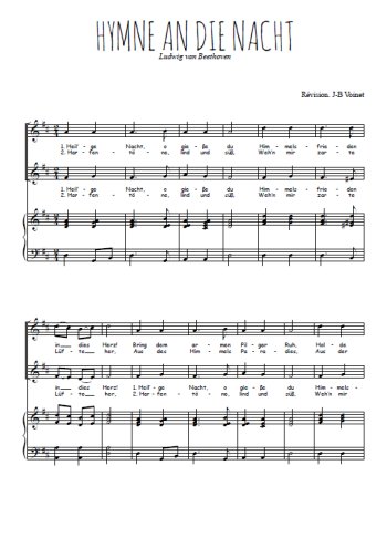 Téléchargez l'arrangement de la partition de Hymne an die Nacht en PDF pour deux voix égales et piano