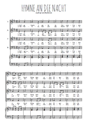 Téléchargez l'arrangement de la partition de Hymne an die Nacht en PDF pour 4 voix mixtes et piano