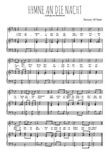 Téléchargez l'arrangement de la partition de beethoven-hymne-a-die-nacht en PDF pour Chant et piano