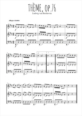 Téléchargez l'arrangement de la partition de Thème Op.76 de Beethoven en PDF à trois voix