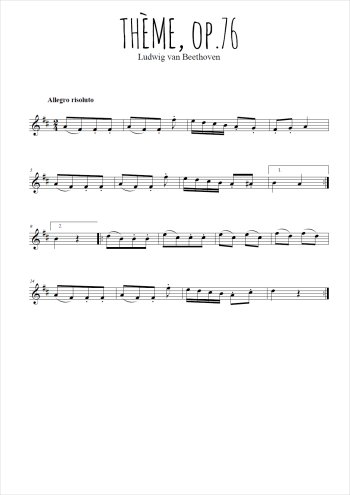 Thème Op.76 Partition gratuite