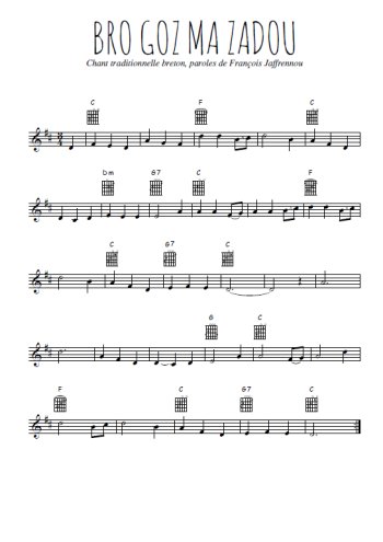 Téléchargez l'arrangement de la partition en Sib de la musique Bro gozh ma zadou en PDF