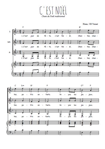 Téléchargez l'arrangement de la partition de C'est Noël en PDF pour trois voix de femmes et piano