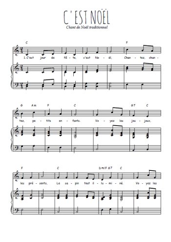 Téléchargez l'arrangement de la partition de c-est-noel en PDF pour Chant et piano