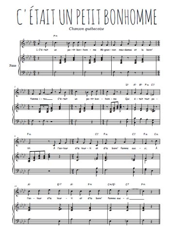 Téléchargez l'arrangement de la partition de Traditionnel-C-etait-un-petit-bonhomme en PDF pour Chant et piano