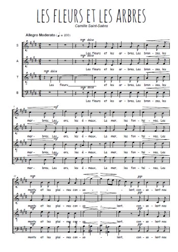 Téléchargez l'arrangement de la partition de Les fleurs et les arbres en PDF à quatre voix SATB