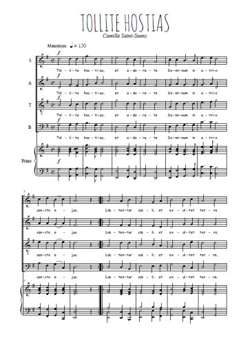 Téléchargez l'arrangement de la partition de Tollite Hostias en PDF pour 4 voix mixtes et piano