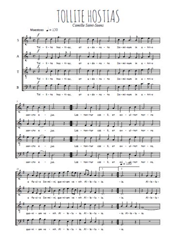 Téléchargez l'arrangement de la partition de Tollite Hostias en PDF à quatre voix SATB
