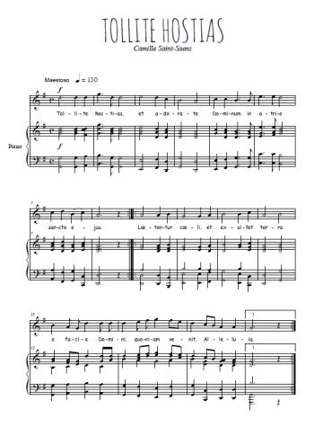 Téléchargez l'arrangement de la partition de camille-saint-saens-tollite-hostias en PDF pour Chant et piano