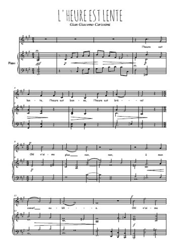 Téléchargez l'arrangement de la partition de giacomo-carissimi-l-heure-est-lente en PDF pour Chant et piano