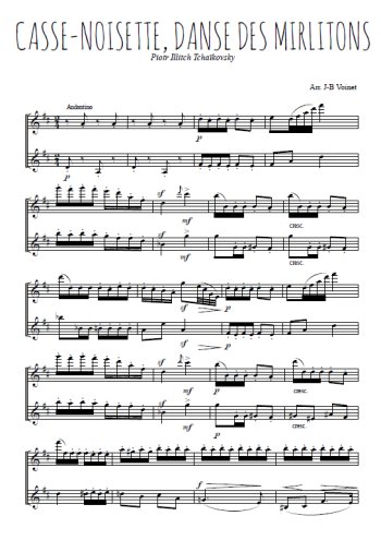 Téléchargez l'arrangement de la partition de Casse-noisette, Danse des mirlitons en PDF à deux voix