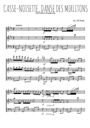 Téléchargez l'arrangement de la partition de Casse-noisette, Danse des mirlitons en PDF à trois voix
