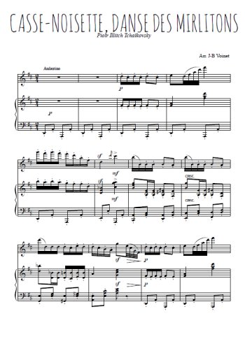 Téléchargez l'arrangement de la partition de tchaikovski-casse-noisette-danse-des-mirlitons en PDF pour Mélodie et piano