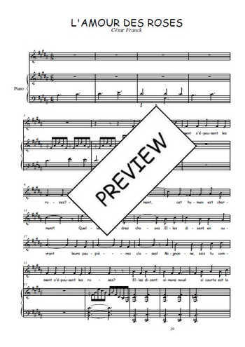 Téléchargez l'arrangement de la partition de Cesar-Franck-L-amour-des-roses en PDF pour Chant et piano