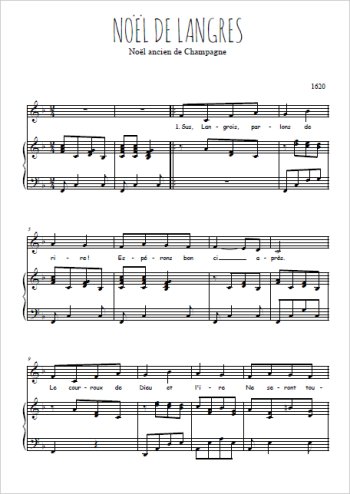Téléchargez l'arrangement de la partition de noel-de-langres en PDF pour Chant et piano