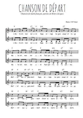 Téléchargez l'arrangement de la partition de Chanson de départ en PDF à deux voix