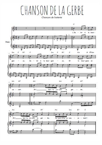 Téléchargez l'arrangement de la partition de chanson-de-la-gerbe en PDF pour Chant et piano