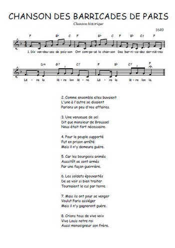 Chanson des barricades de Paris Partition gratuite