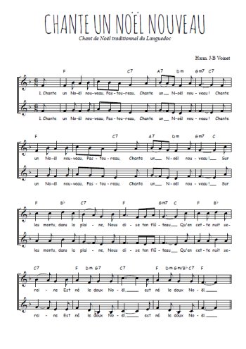 Téléchargez l'arrangement de la partition de Chante un Noël nouveau en PDF à deux voix