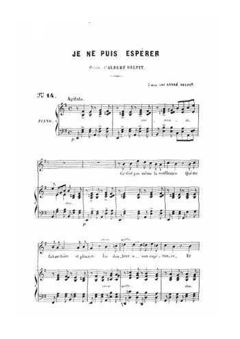 Je ne puis espérer Partition gratuite