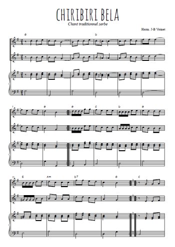 Téléchargez l'arrangement de la partition de Chiribiri bela en PDF pour deux voix égales et piano