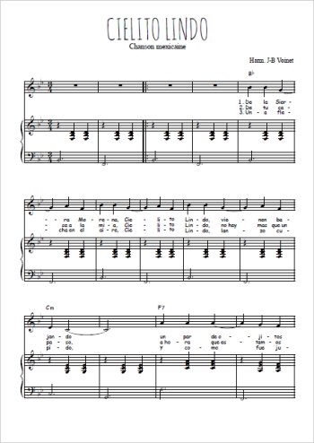 Téléchargez l'arrangement de la partition de mexique-cielito-lindo en PDF pour Chant et piano
