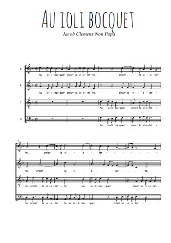 Téléchargez l'arrangement de la partition de Au ioli bocquet en PDF à quatre voix SATB