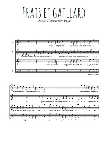 Téléchargez l'arrangement de la partition de Frais et gaillard en PDF à quatre voix SATB