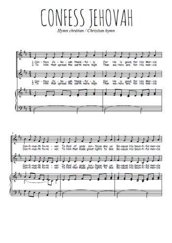 Téléchargez l'arrangement de la partition de Confess Jehovah en PDF pour deux voix égales et piano