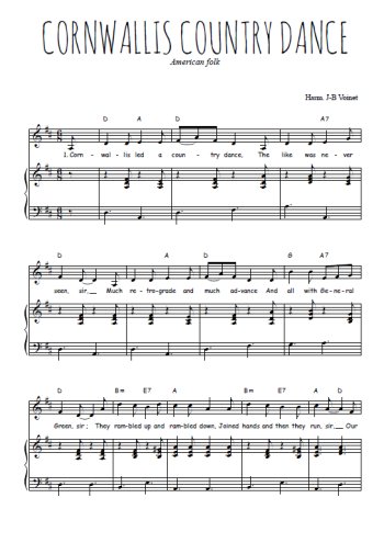 Téléchargez l'arrangement de la partition de usa-cornwallis-country-dance en PDF pour Chant et piano