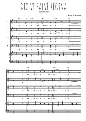 Téléchargez l'arrangement de la partition de Dio vi salvé Régina en PDF pour 4 voix mixtes et piano