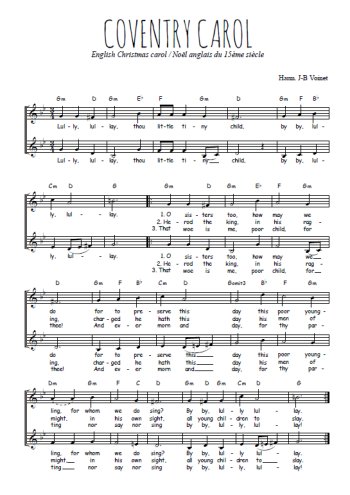 Téléchargez l'arrangement de la partition de Coventry carol, chant de Noël en PDF à deux voix