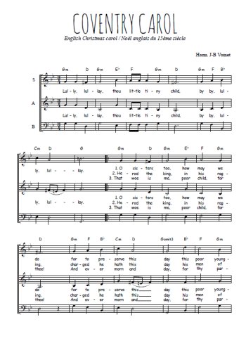 Téléchargez l'arrangement de la partition de Coventry carol, chant de Noël en PDF à trois voix