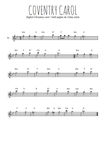 Téléchargez la partition de la musique Coventry carol, chant de Noël en PDF, pour flûte traversière