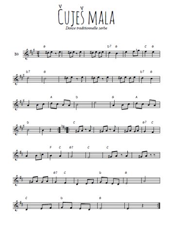 Téléchargez l'arrangement de la partition en Sib de la musique Cujes mala en PDF