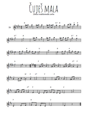 Téléchargez l'arrangement de la partition pour sax en Mib de la musique Cujes mala en PDF