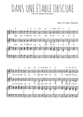 Téléchargez l'arrangement de la partition de Dans une étable obscure en PDF pour deux voix égales et piano