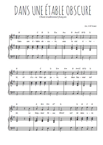Téléchargez l'arrangement de la partition de noel-dans-une-etable-obscure en PDF pour Chant et piano