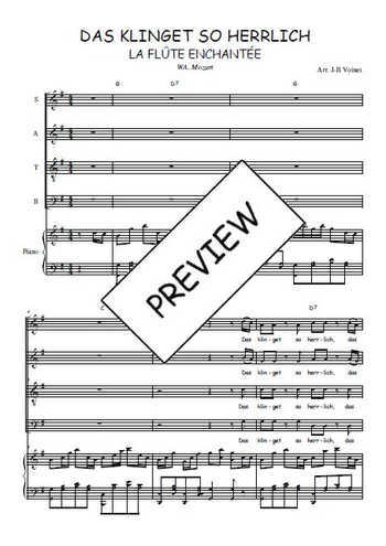 Téléchargez l'arrangement de la partition de Das klinget so herrlich en PDF pour 4 voix mixtes et piano
