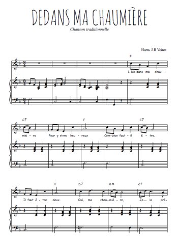 Téléchargez l'arrangement de la partition de Traditionnel-Dedans-ma-chaumiere en PDF pour Chant et piano