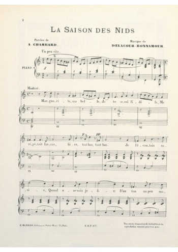 Téléchargez l'arrangement de la partition de Delacour-Bonnamour-A.-Chambard-La-saison-des-nids en PDF pour Chant et piano