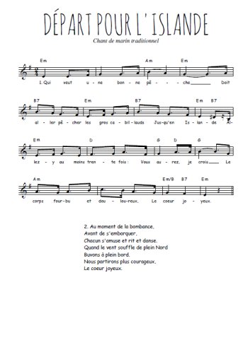 Départ pour l'Islande Partition gratuite