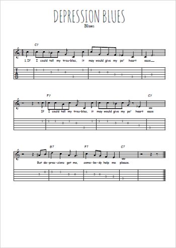 Téléchargez la tablature de la musique depression-blues en PDF