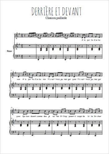 Téléchargez l'arrangement de la partition de chanson-paillarde-derriere-et-devant en PDF pour Chant et piano