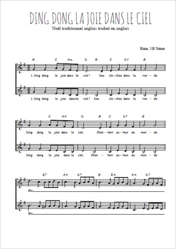 Téléchargez l'arrangement de la partition de Ding dong La joie dans le ciel en PDF à deux voix