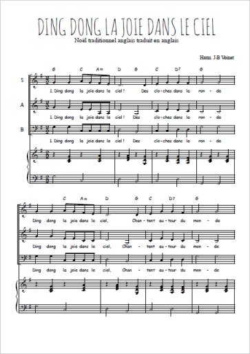 Téléchargez l'arrangement de la partition de Ding dong La joie dans le ciel en PDF pour trois voix mixtes et piano