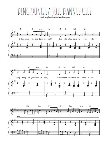 Téléchargez l'arrangement de la partition de noel-ding-dong-la-joie-dans-le-ciel en PDF pour Chant et piano